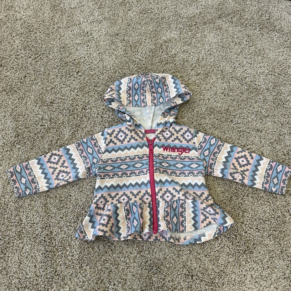 Wrangler Baby Aztec Print Hoodie Colorful Jacket 6-9M Zip‎ Up Western Cowgirl